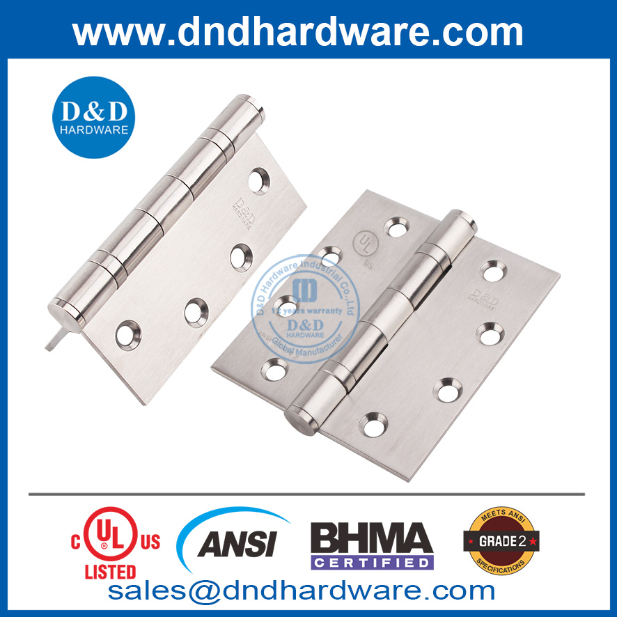 ANSI / BHMA GRADE 2-SS304 Противопожарные дверные петли -4,5x4,5x3,4 мм