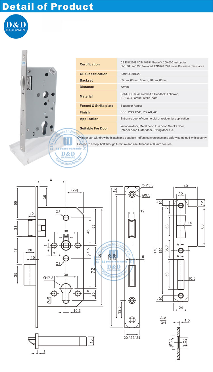 Роликовые дверные замки DDML010 