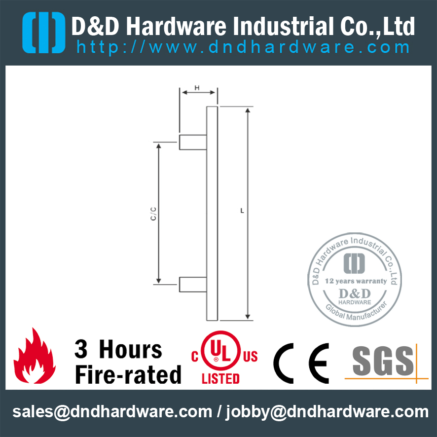 Нержавеющая сталь 304 Современная ручка тяги для противопожарной двери DDPH042