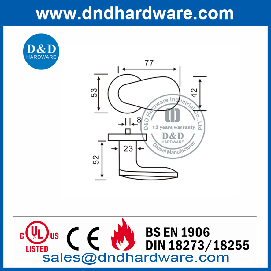 Дверная ручка с рычагом из нержавеющей стали дешевой коммерческой-DDSH038