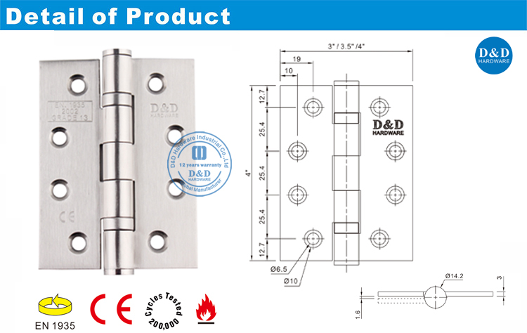 Ce Wood Door Hinge-DDSS001-CE-433-D & D Аппаратное обеспечение