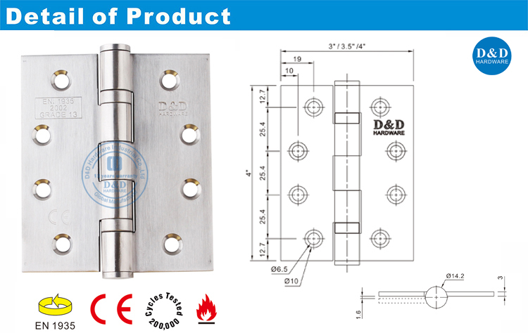 CE Metal Door Hinge-DDSS001-CE-4X3.5x3-D & D Аппаратное обеспечение