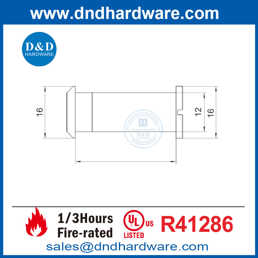 UL Перечисленный широкоугольный дверной глазок для просмотра Fire Rated Front Door-DDV008