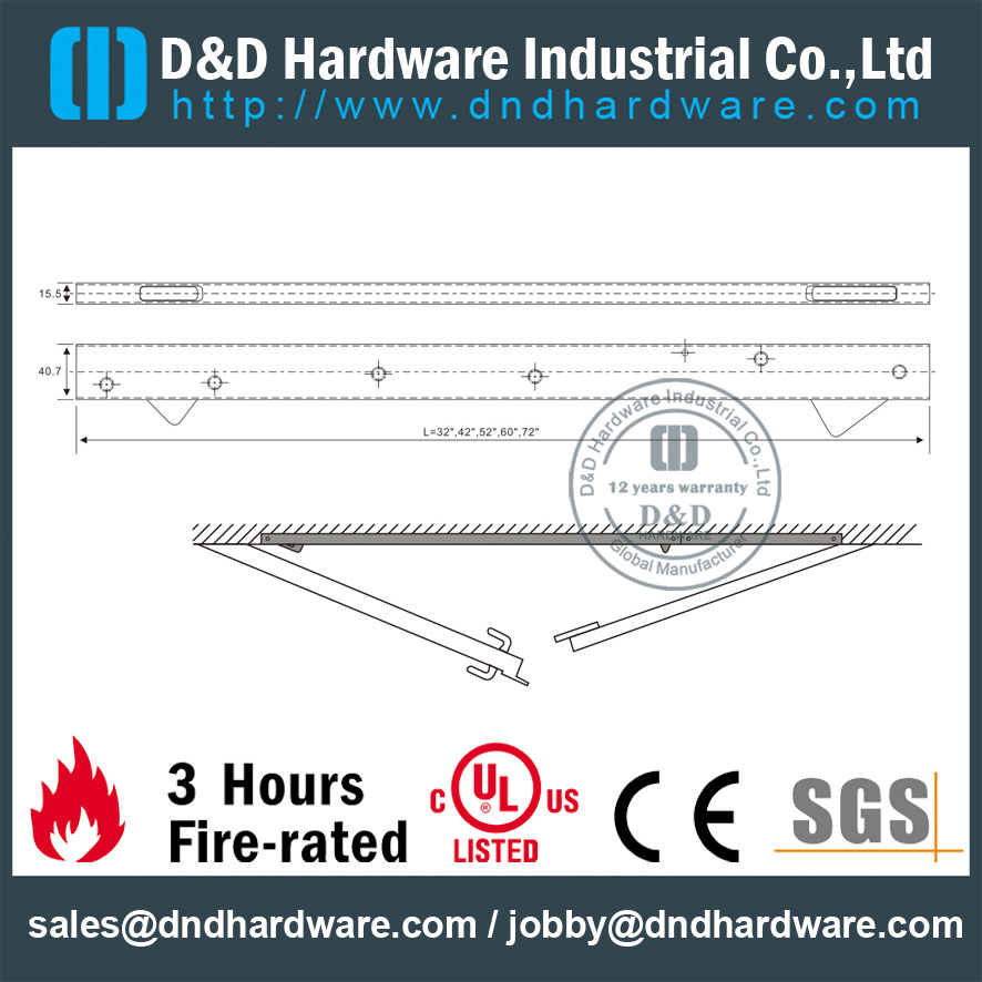 Длинный координатор двери SS304 DDDR003-размеры