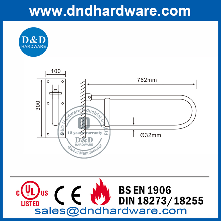 Сверхмощный поручень безопасности из нержавеющей стали для инвалидов-DDTH038