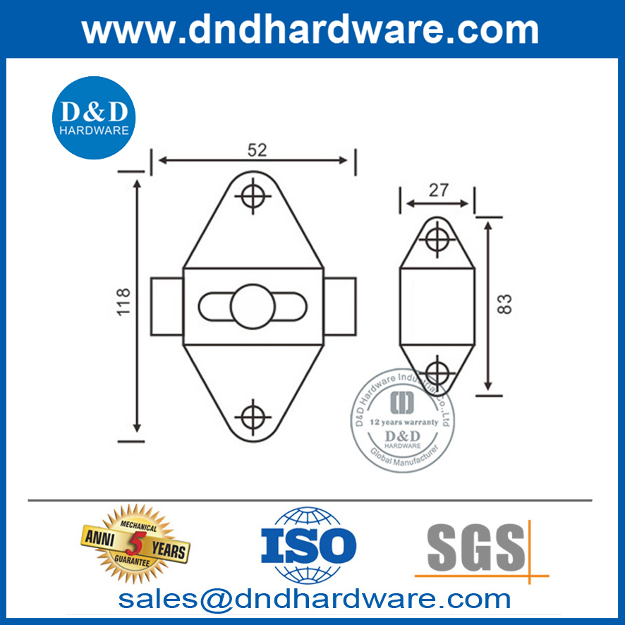 Аксессуары Hardare из нержавеющей стали Крытый дверной болт Guard-DDDG007