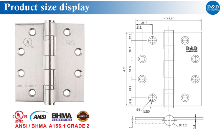 ANSI Grade 2 Door Hinge-D & D Аппаратное обеспечение