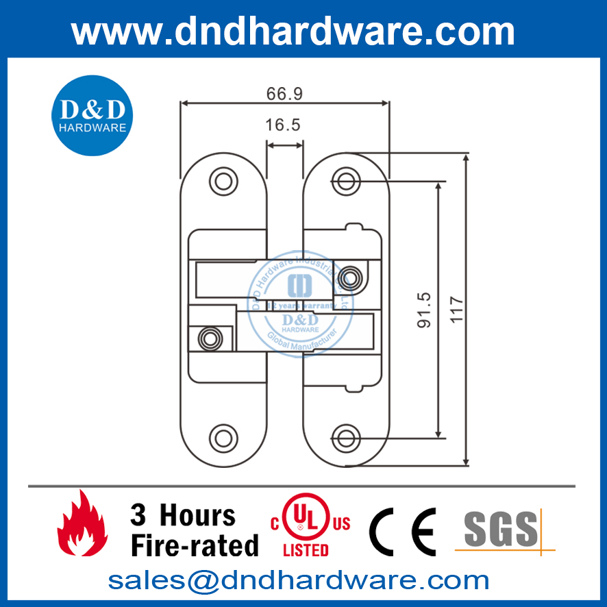 Трехмерная регулируемая невидимая дверная петля из цинкового сплава-DDCH009