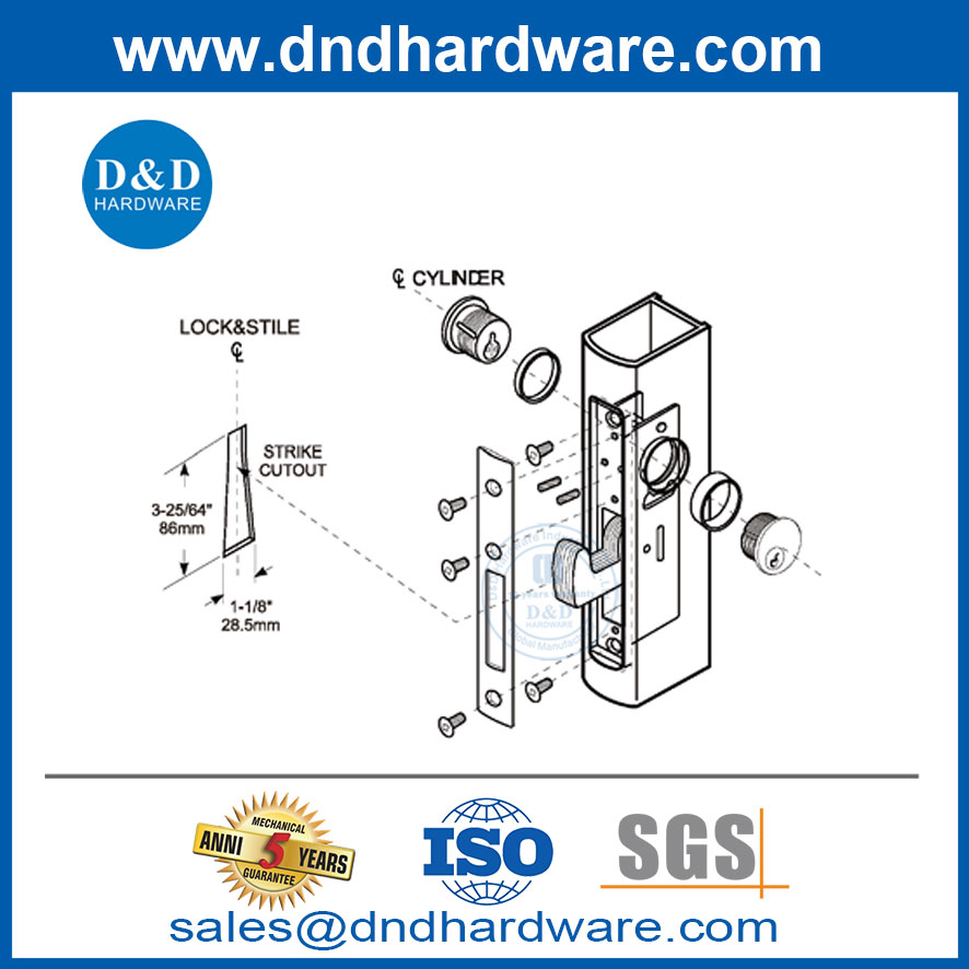 Набор тупика крючков из нержавеющей стали с Mortice Key Cylinders-DDML042