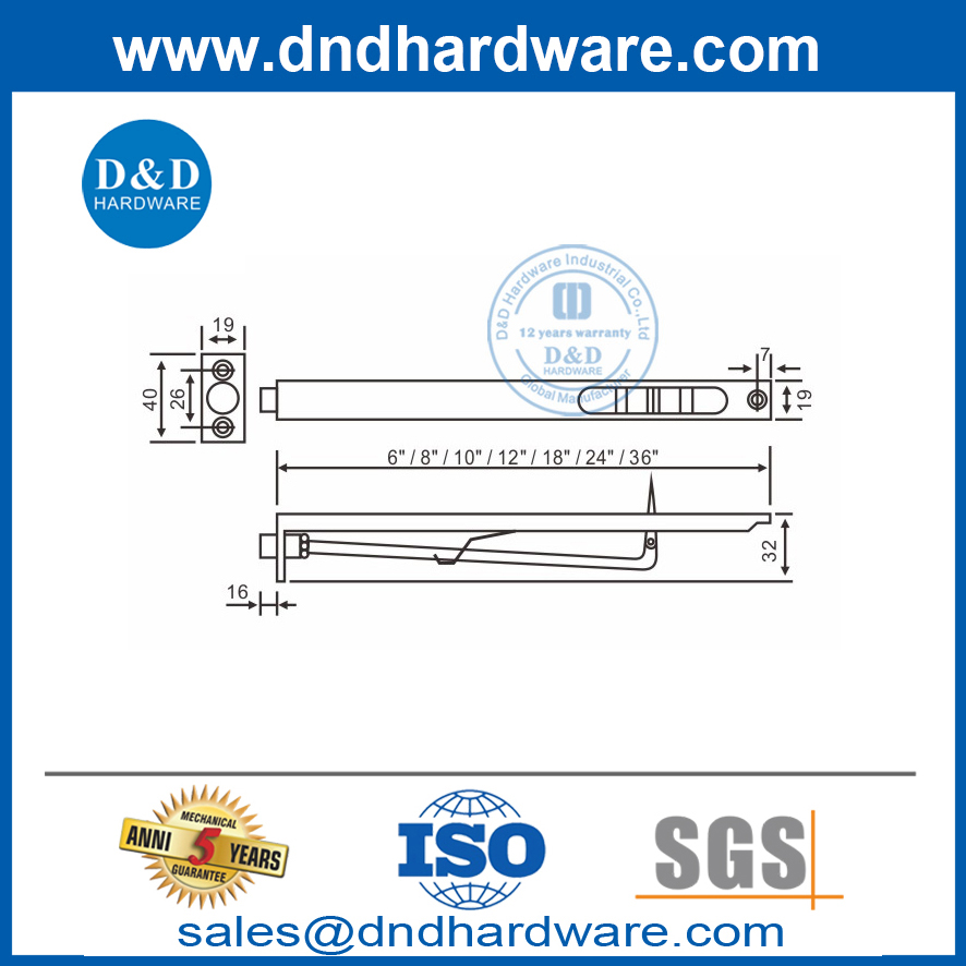 Длинные скрытые латунные болты для заподлицо для наружной двери-DDDB003