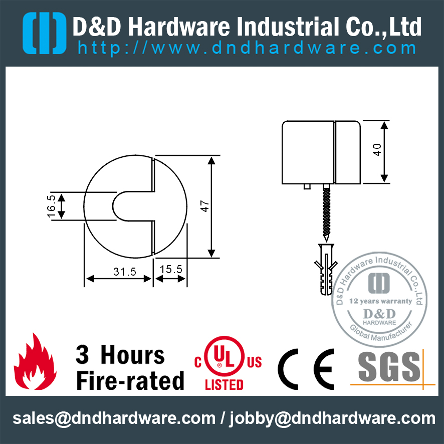 Цементный сплав безопасности Хромированный дверной стоп для деревянной двери-DDDS012