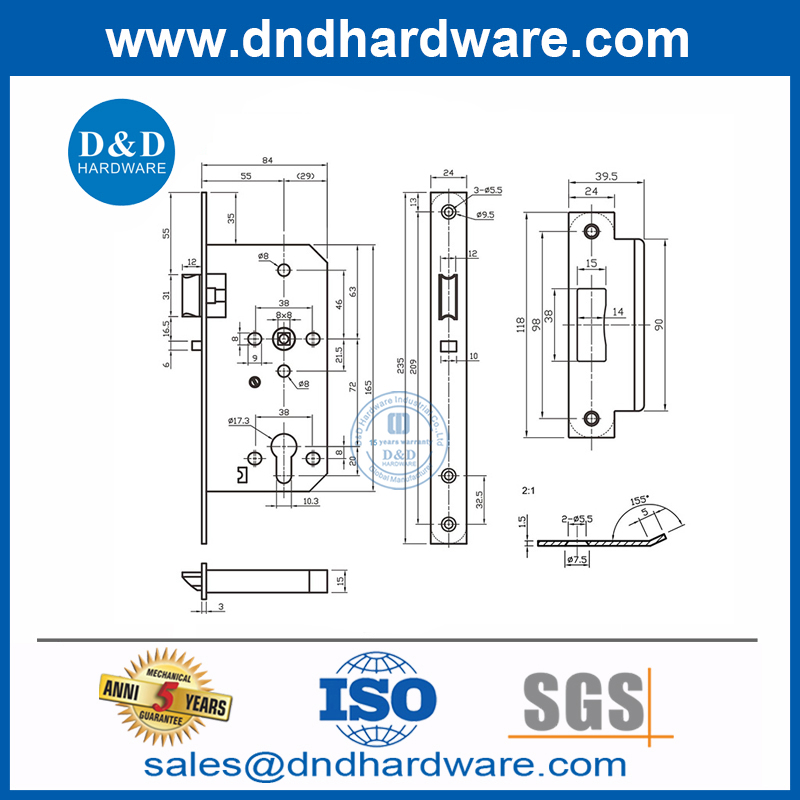 Заводская цена высокая безопасность SS304 Door Mortise Lock