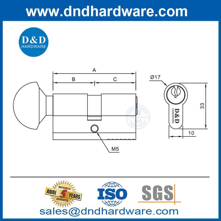 Поставщик латунных цилиндров SN Door Lock Cylinder с основным цилиндром и главным ключом-DDLC005