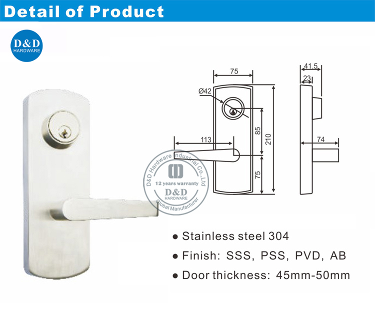 Огненный выходной дверь Escutcheon Lever Trim - DDPD018-D & D аппаратное обеспечение