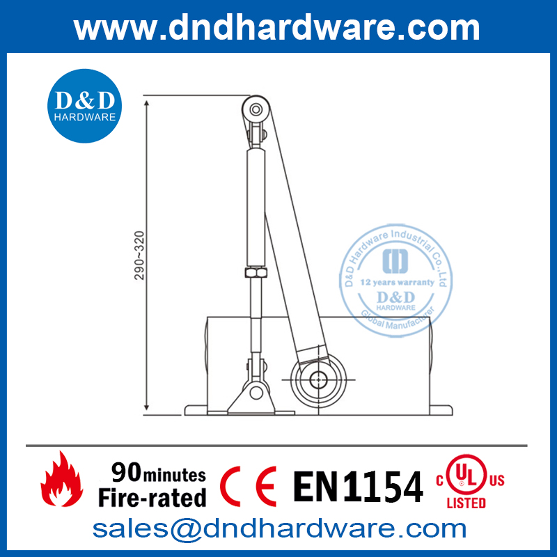 Автоматический алюминиевый регулирующий дверной доводчик для тяжелых условий эксплуатации-DDDC004
