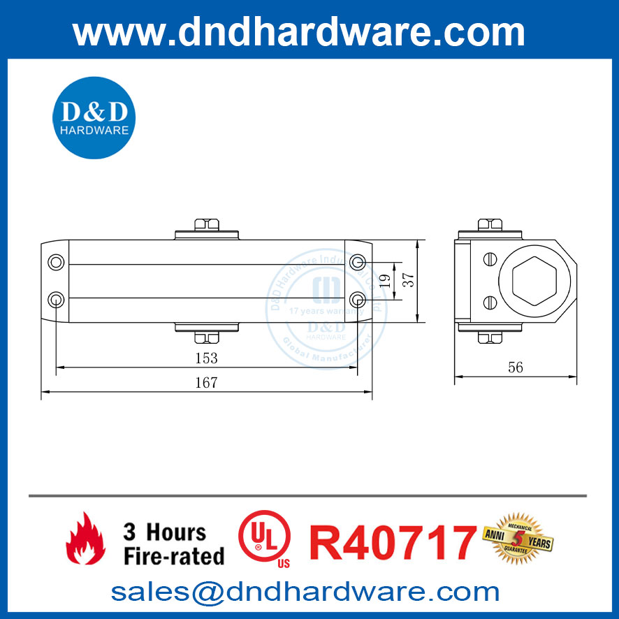 D & D Antreadware UL 130 градусов коммерческая дверь ближе для Fire Door-DDC051