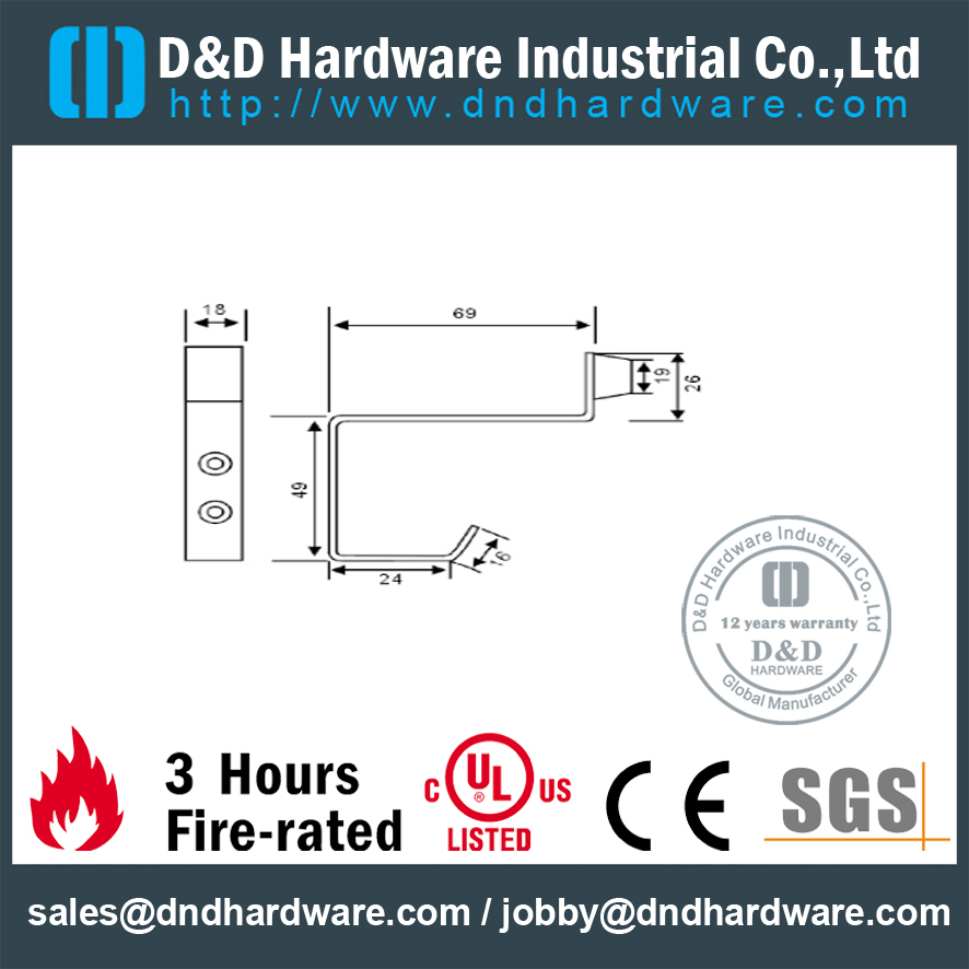 Нержавеющая сталь L-образная настенная дверная пробка с крюком для металлической двери -DDDS064