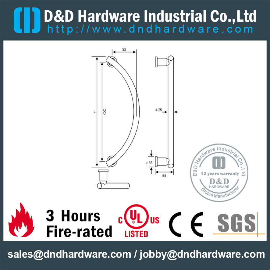 Нержавеющая сталь Польская тяговая рукоятка для противопожарной двери DDPH037
